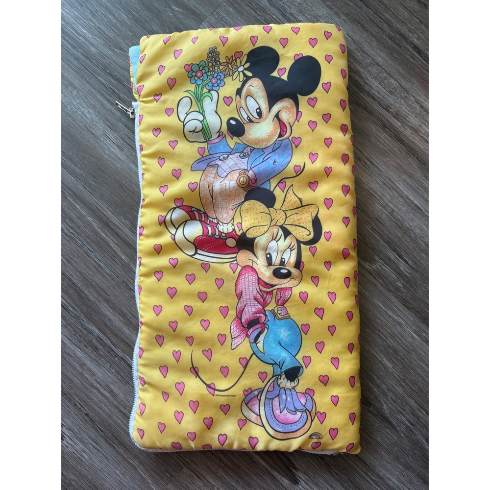 Vintage Disney Mickey Minnie Mouse Yellow mini Sleeping Bag ERO Industries 90s
